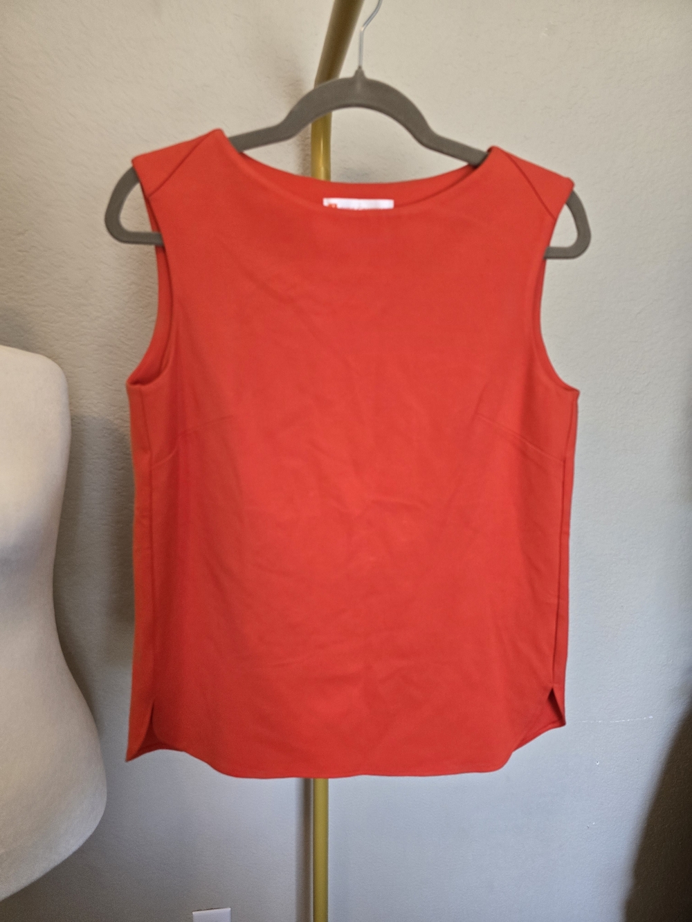 Jude Connally Bright Orange Red Sleeveless Boatneck Shell